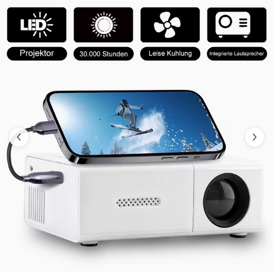 Kompaktný mini projektor pre domáce použitie, USB káblový kino projektor, kompatibilný s USB, smartfónmi, iPadmi, TV boxmi a notebookmi – vysokorozlišovací video projektor pre filmy a prezentácie