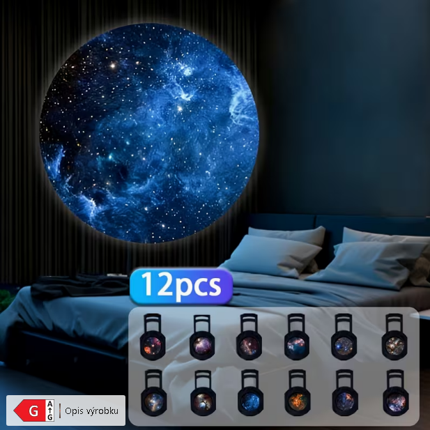 LED nočné svetlo s hviezdnou oblohou a galaxiou