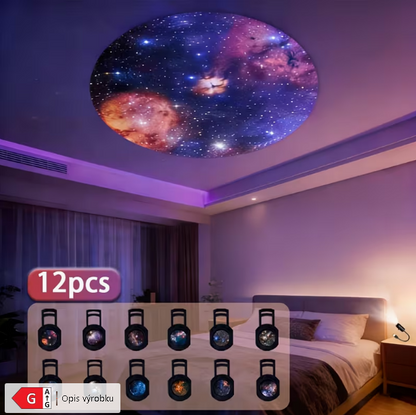LED nočné svetlo s hviezdnou oblohou a galaxiou