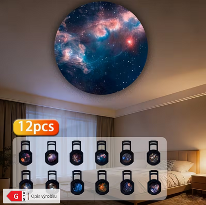 LED nočné svetlo s hviezdnou oblohou a galaxiou
