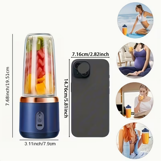 1 ks Prenosný nabíjateľný mini športový odšťavovač, multifunkčný domáci mixér, automatický malý elektrický výrobník smoothie s funkciou drvenia ľadu, kuchynský robot – ideálny darček na Vianoce a Halloween