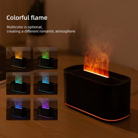 3-in-1 Cool Mist Humidifier & Essential Oil Aroma Diffuser | Realistic Flame Effect Fireplace | Built-in Sound Technology & Aromatherapy for Home & Office