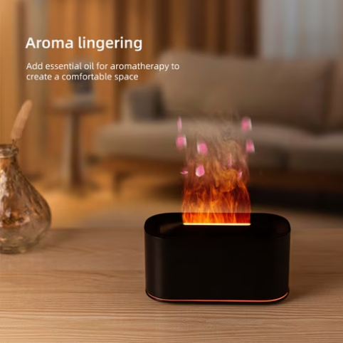 3-in-1 Cool Mist Humidifier & Essential Oil Aroma Diffuser | Realistic Flame Effect Fireplace | Built-in Sound Technology & Aromatherapy for Home & Office